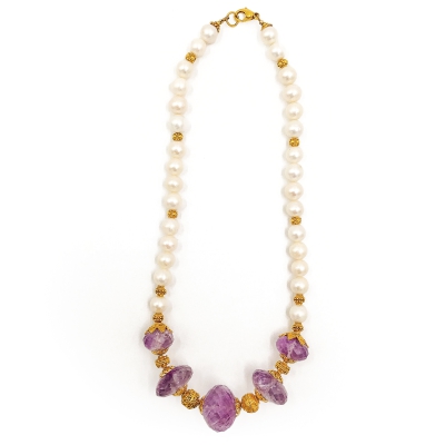Amethyst  Perlenkette | KPA1